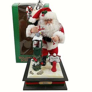 Vintage Christmas Santa North Pole Mailbox Musical Holiday Scene Figure 14" Ligh